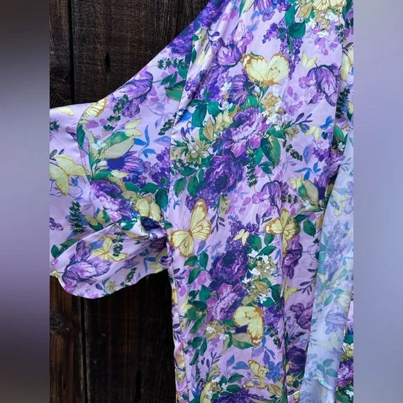 NWOT Victoria’s Secret Purple & Yellow Floral Bathrobe Lingerie - Picture 9 of 11